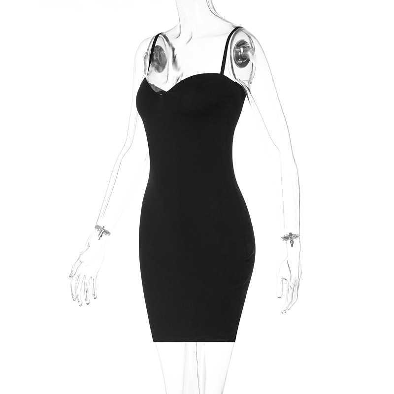 Spaghetti Strap Sleeveless V-Neck Sexy Backless Black Bodycon Pencil Dress Summer Woman Clothing Nightclub Party Vestidos Cortos 210604