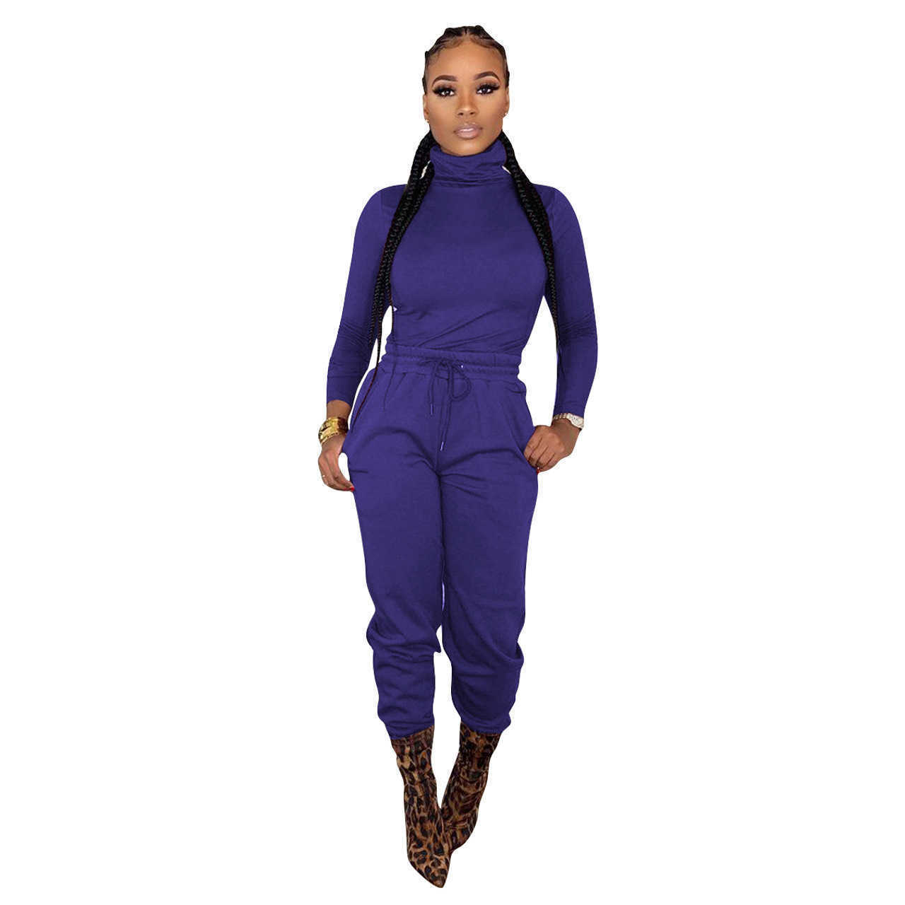Womens solid 2 piece set tracksuit fall winter clothing plain sweatshirt pants sportswear hoodies leggings outfits outerwear bodysuits
