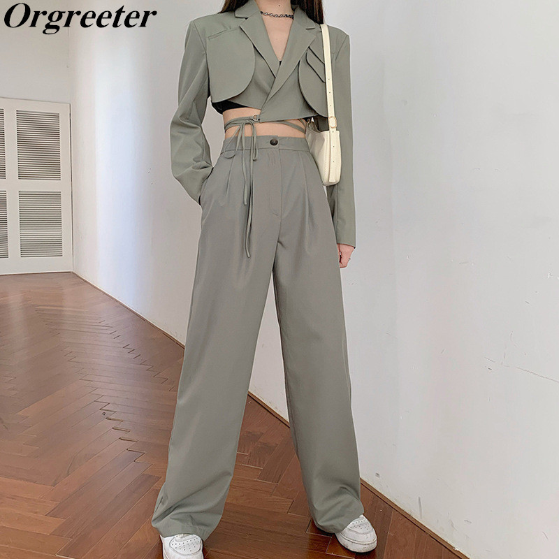 Chic Design Irregular Elegant Notched Long Sleeve Lace Up Bowknot Tops + Straight Pants Suit Streetwear Two Piece Set Women 210525, Only pants
Chic Design Irregular Elegant Notched Long Sleeve Lace Up Bowknot Tops + Straight Pants Suit Streetwear Two Piece Set Women 210525, Only pants
