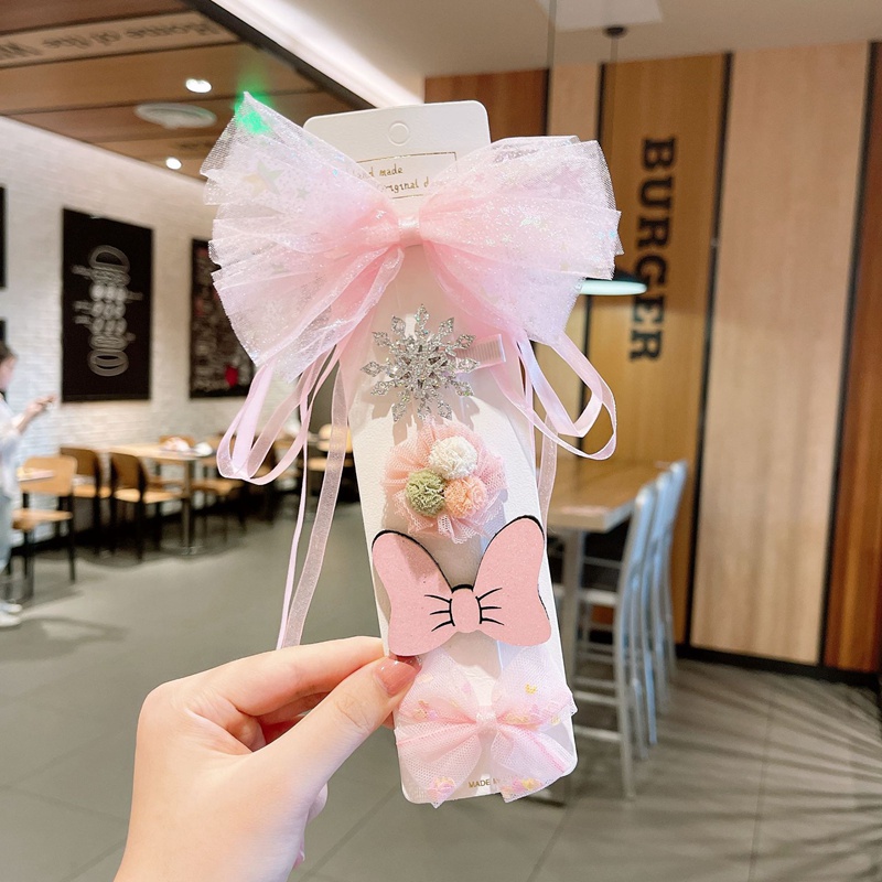 Cartoon Princess Cotton Printed Hair Clips For Cute Girls Plaid Bowknots Boutique Barrettes Kids Hair Accessories Hairpins 0843