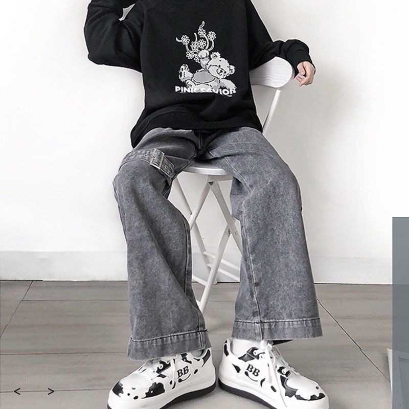 High Waist Loose Wide Leg Jean Plus Size Fashionable Casual Straight Pants Mom Vintage Washed Boyfriend 210809