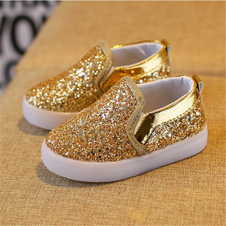 Baby Kids Sneakers New Children Slides Korean Sequin LED Bright Lights For Childrens Unisex Casual Shoes Fashion Footwear XJ260303