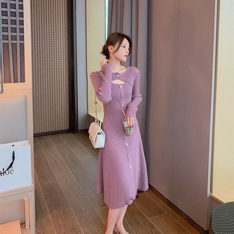 Spring Knitted Dress Women Casual Long Sleeve Button Elegant Midi Sweater Dress Female Office Lady Sexy Dress Vestidos, Black;gray
Spring Knitted Dress Women Casual Long Sleeve Button Elegant Midi Sweater Dress Female Office Lady Sexy Dress Vestidos, Black;gray