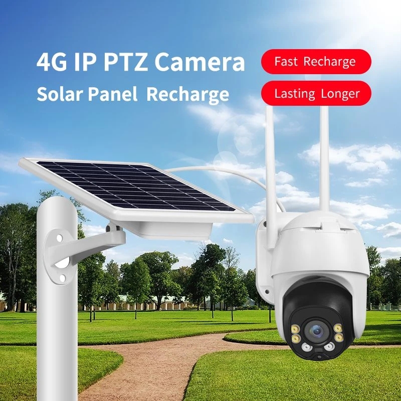P2P 2MP Solar Panel Power Supply IP Camera 4G PTZ Two Way Audio Waterproof Cloud Storage IR Vision Outdoor Security Camera