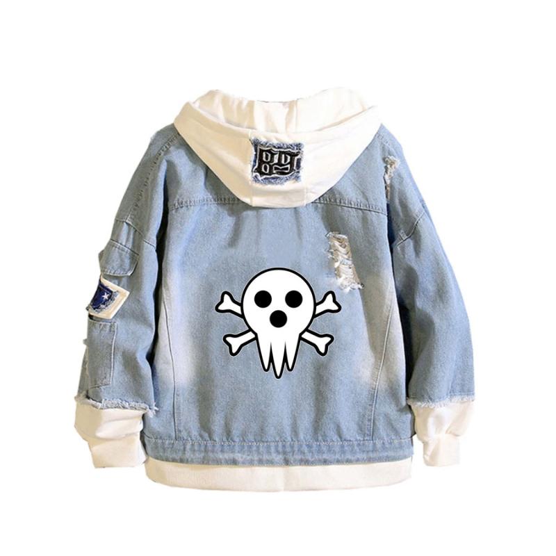Men's Hoodies & Sweatshirts Anime Soul Eater Coat Teens Cowboy Cosplay Jacket Men Women Casual Denim Hooded Loose Car