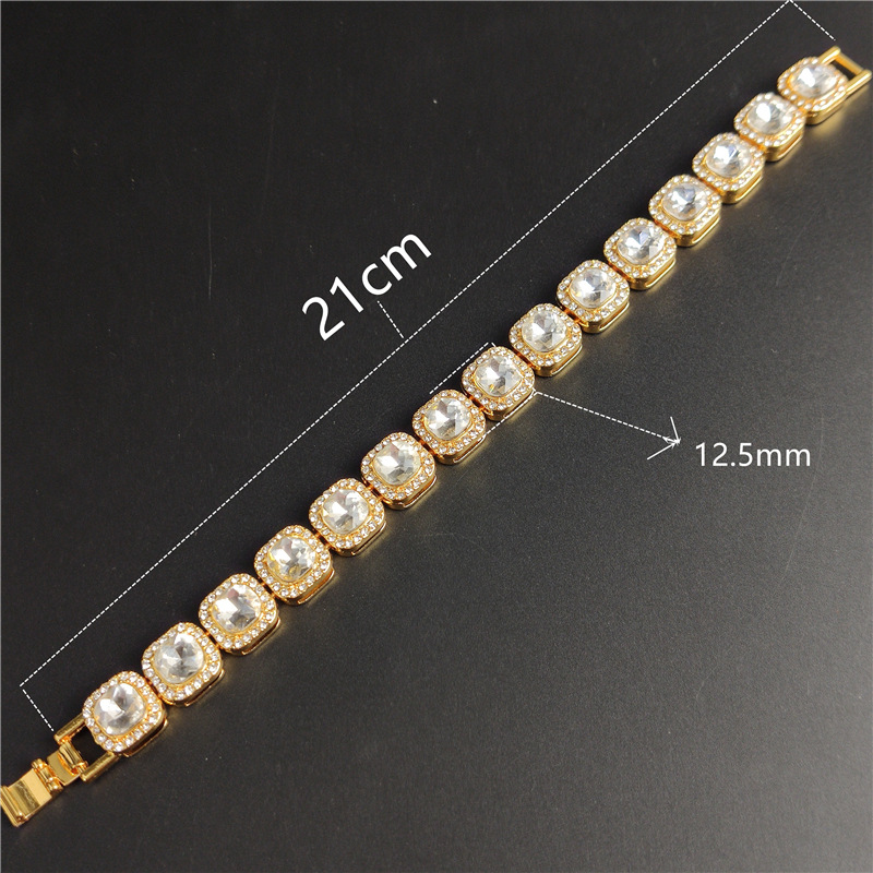 125mm Tennis Bracelet Square CZ Stone Men039s Hip Hop Jewelry Copper Material Gold Pink Color Iced Out CZ Link 8 Inch8679981