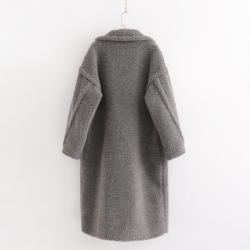 Autumn Winter Women Gray Teddy Coat Stylish Female Thick Warm Cashmere Jacket Casual Girls Streetwear 210218