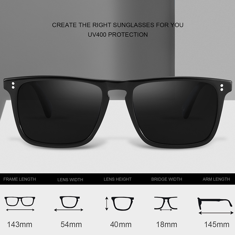 Carfia Mens Sunglasses Polarized Lenses Vintage Sun glasses 100% UV Protection 53572 Square 54mm with case