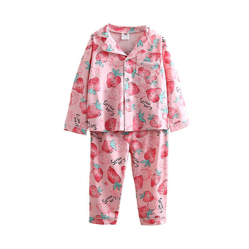 Autumn Spring Long Sleeve Cotton Sleepwear Suit 2pcs Children Clothing Pijamas Tops+Pants Kids Baby Girls Pajamas Sets 210529