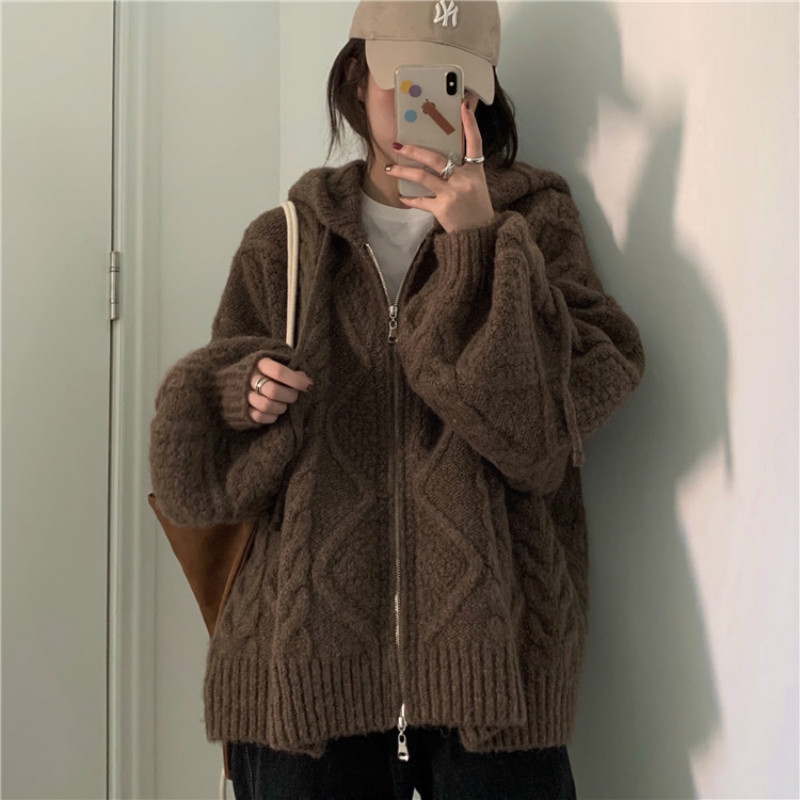 Women Autumn Winter Oversize Knitted Cardigan Casual 2021 Hooded Twist Sweater Zipper Long Sleeve Crochet Outerwear, Beige
Women Autumn Winter Oversize Knitted Cardigan Casual 2021 Hooded Twist Sweater Zipper Long Sleeve Crochet Outerwear, Beige