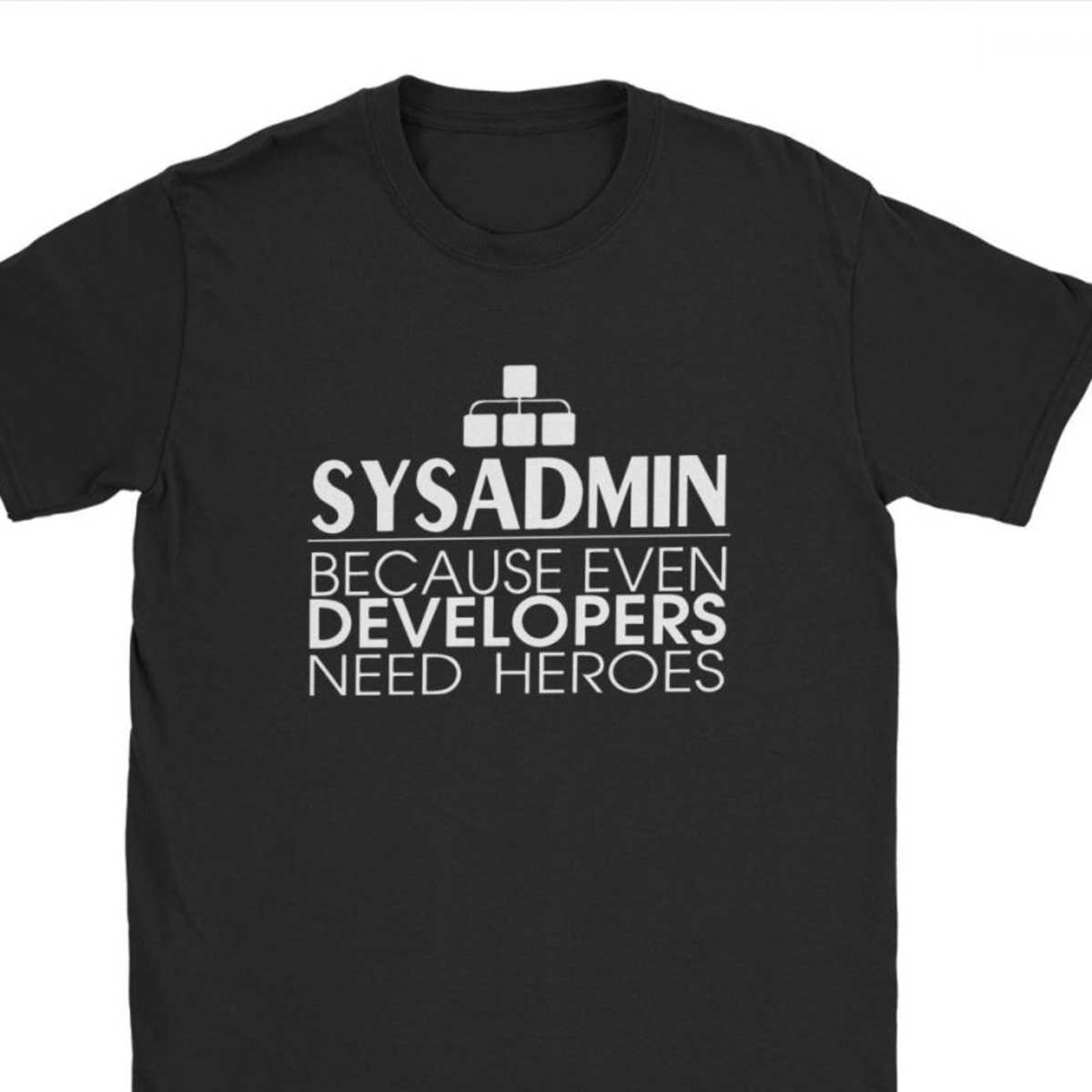 Men Tshirts Sysadmin Developers Heroes Cotton Tees Linux Unix Debian Ubuntu Administrator Tops T Shirt Streetwear 210629