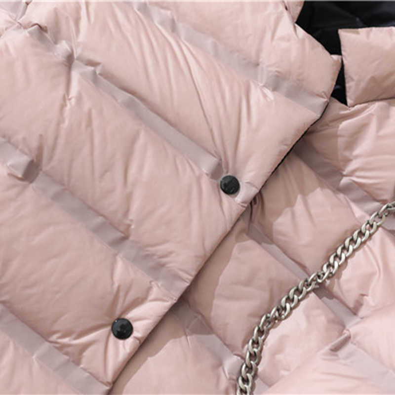 Women 90% Down Jacket Double Sided Stand Collar Female Coat Solid Single Breasted Winter Fashion Casual Lady Short Jackets 211013