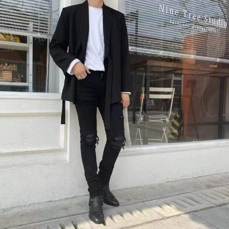 Mens Jeans Spliced Ripped Denim Pants Pencil Hole Slim Patch Pant Plaid Elastic Waistline Women Trouser Black Hand Made Fashion Streetwear Slim Fold
Mens Jeans Spliced Ripped Denim Pants Pencil Hole Slim Patch Pant Plaid Elastic Waistline Women Trouser Black Hand Made Fashion Streetwear Slim Fold