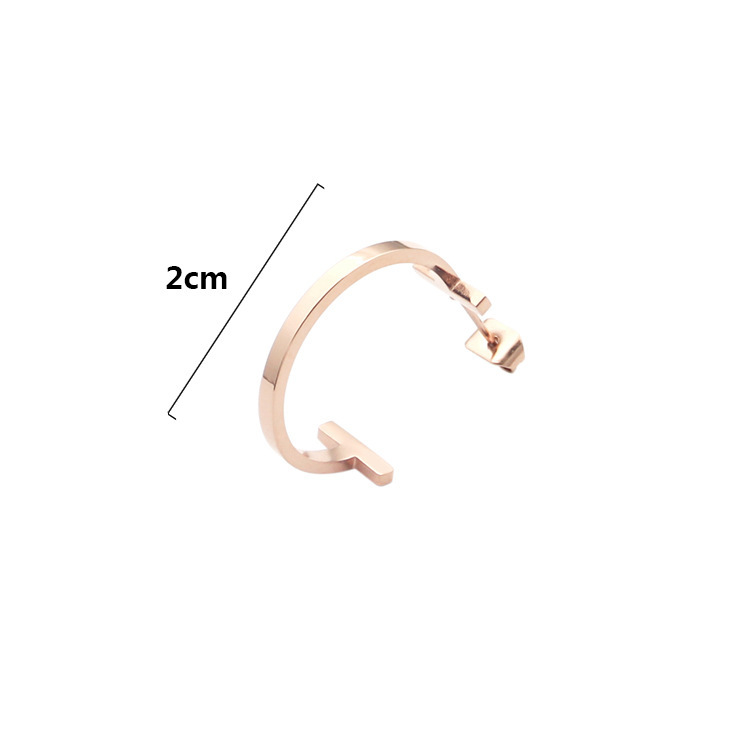 fashion Stainless Steel Double rose gold silver T Earrings Women's C Shape Earrings