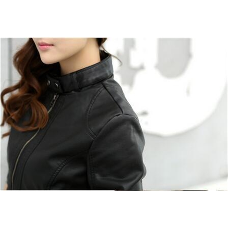 Fashion New Womens Jacket European Fashion Leather Jacket Cleaning Single PU Leather Motorcycle Temale Womens Leat T200212