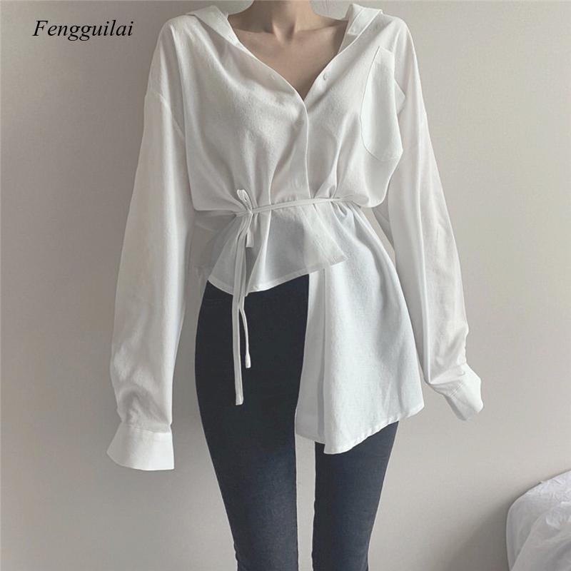 Women's Blouses & Shirts 2021 Spring Long Sleeve V-Neck Cardigan Button Up Shirt Casual Lace-Up White Blouse Irregular Korean Style Tops For
Women's Blouses & Shirts 2021 Spring Long Sleeve V-Neck Cardigan Button Up Shirt Casual Lace-Up White Blouse Irregular Korean Style Tops For