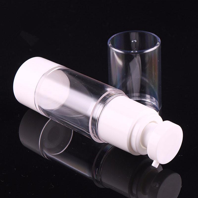15ml 30ml 50ml Travel Plastic Transparent Mini Vacuum Pump Vessel Silver Line Empty Refillable Bottles Portable Airless Bottle