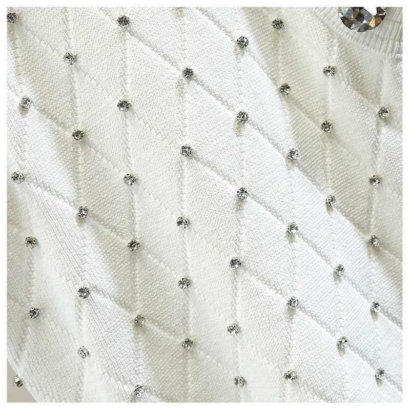 DEAT Spring Summer Arrivals Solid Color Round Collar Sleeveless Decoration Slim Kintted Vest MZ543 210709