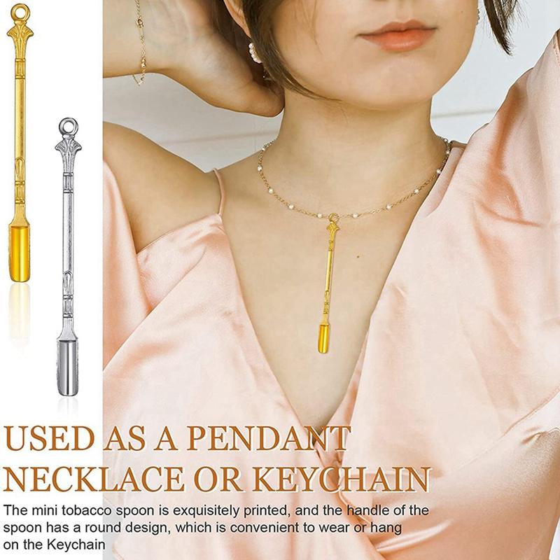 Spoons 24PCS Mini Shovel Snuff SpoonHanging Hole Spoon For Filling Vials With Salts Necklace2631098