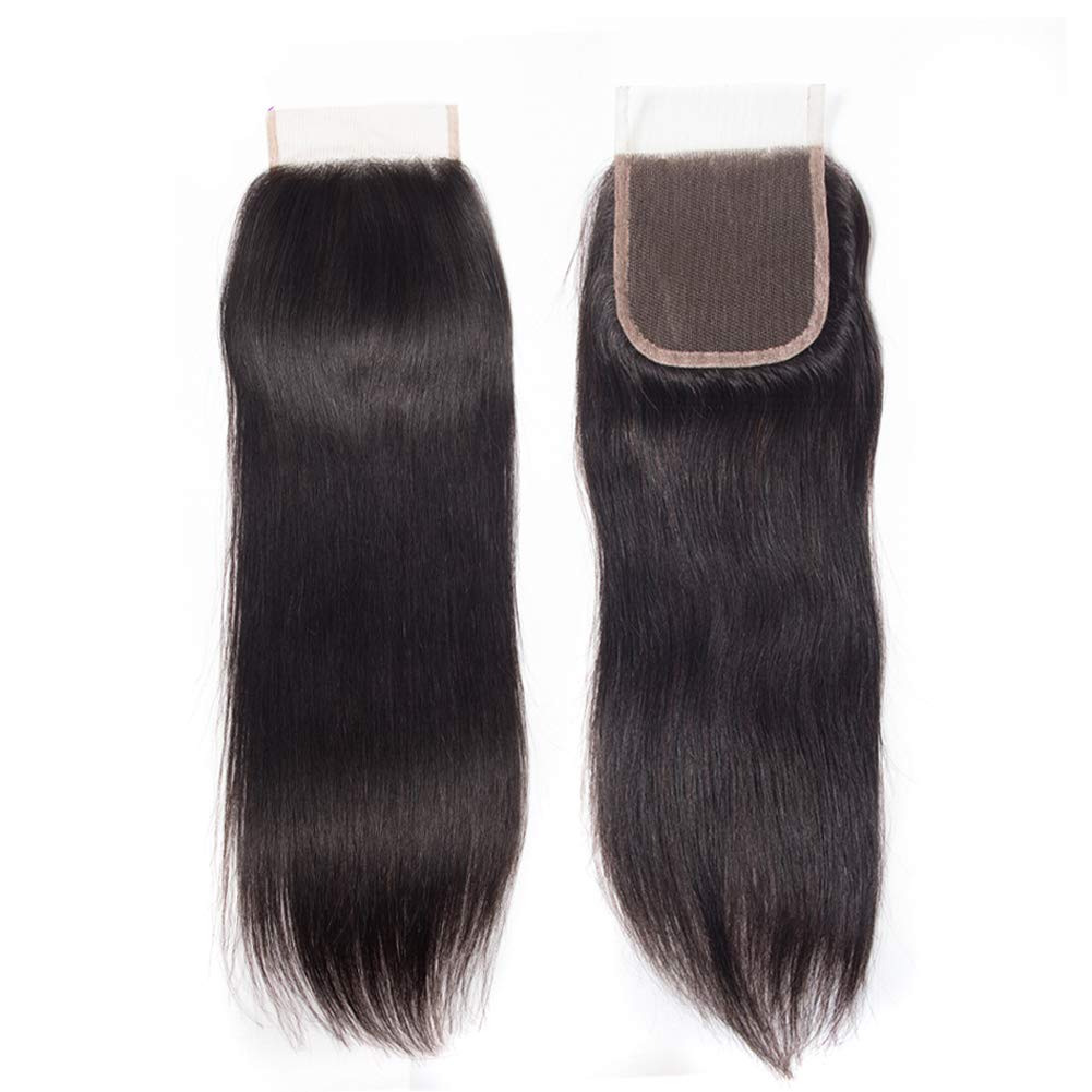 5x5 Straight Human Hair Transparent Lace Closures Pre Plucked Natural Hairline Bleached Knots