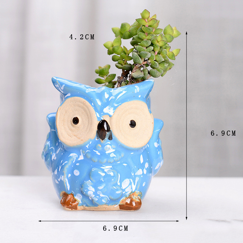 Owl Ceramic Empty Pot Cactus Flower Pots Cartoon Colorful Succulent Plant For Desktop 6 Style Free shipping