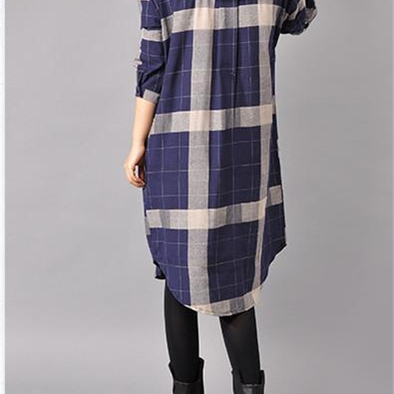 Autumn Winter Women Plaid Cotton Linen Long Shirt Blouses Casual Korean Long Sleeve Loose Ladies Shirt Tops Blusa Feminina T200321