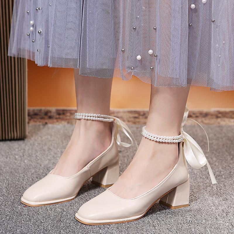 Dress Shoes With Skirt Mary Jane Women's Spring And Autumn Thick Heel 2021 Pearl Gentle Single Comfortable Pumps, Beige
Dress Shoes With Skirt Mary Jane Women's Spring And Autumn Thick Heel 2021 Pearl Gentle Single Comfortable Pumps, Beige