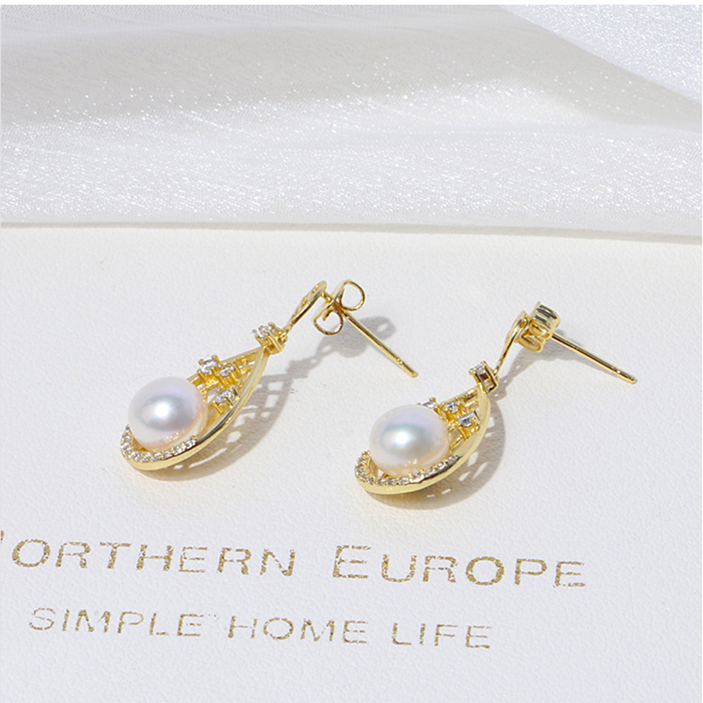 Waterdrop S925 Pearl Dangle Earring 18K Real Gold Plated Prevent Allergy Earrings for Women Gril Gift Freshwater Natural Pearls