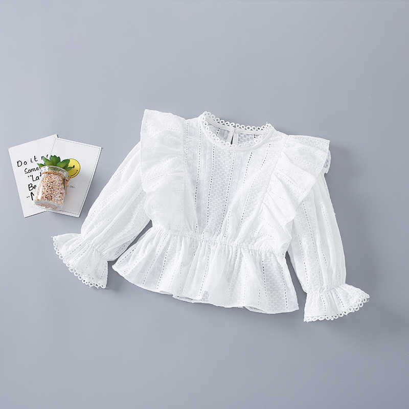 2-7 Years High Quality Spring Girl Clothing Set Fashion White Solid Shirt + Denim Skirt Kid Children Girls Clothes 210615