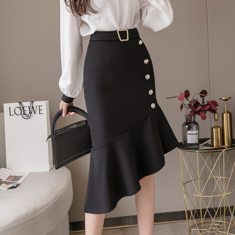 Korean Fashion Women Skirts Elegant Women High Waist Mermaid Skirt Plus Size Woman Irregular Beading Skirt Lady Skirts Womens XL 210306