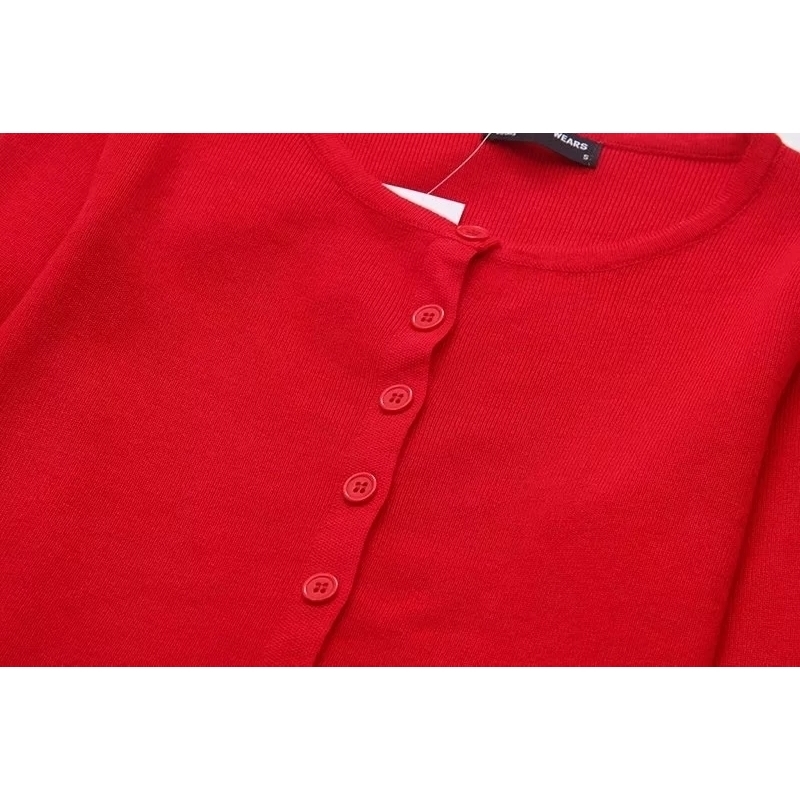 Women Lightweight Knit Button Up Crop Cardigan O Neck Matching Buttons Sweater Crop Knitting Top T200319