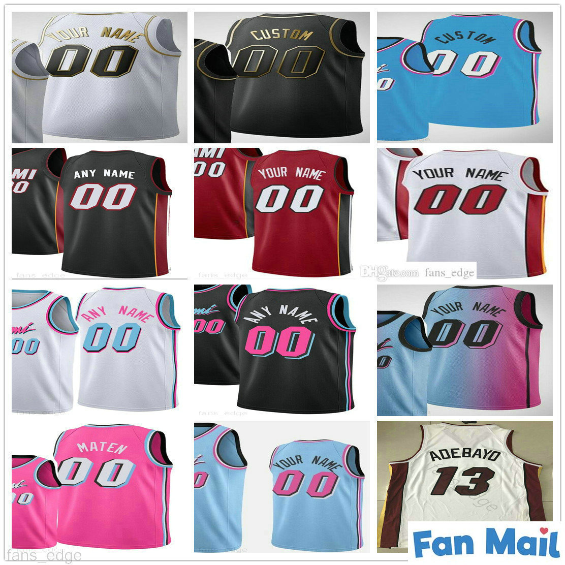 Custom Printed Miami Jimmy 22 Butler Tyler 14 Herro Bam 13 Adebayo Heat Dwyane 3 Wade 25 Nunn Goran Dragic Men Women Kids Youth Basketball Jerseys
Custom Printed Miami Jimmy 22 Butler Tyler 14 Herro Bam 13 Adebayo Heat Dwyane 3 Wade 25 Nunn Goran Dragic Men Women Kids Youth Basketball Jerseys