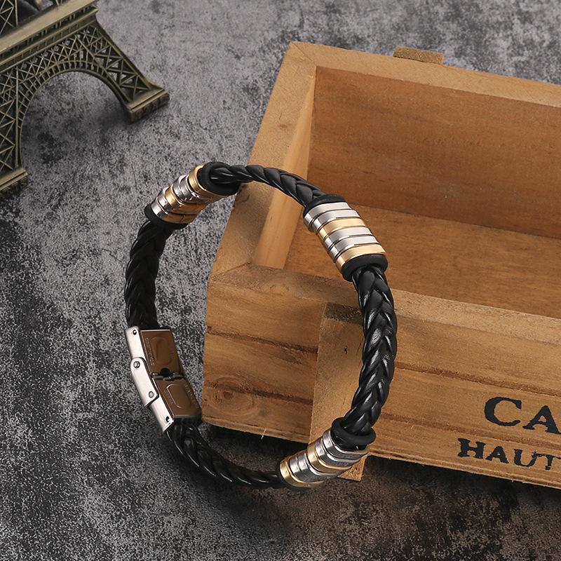 Charm Bracelets Titanium Steel Braided Bracelet String Fashion Men's Accessories Hip-hop Stainless Leather Two-color Option, Golden;silver
Charm Bracelets Titanium Steel Braided Bracelet String Fashion Men's Accessories Hip-hop Stainless Leather Two-color Option, Golden;silver