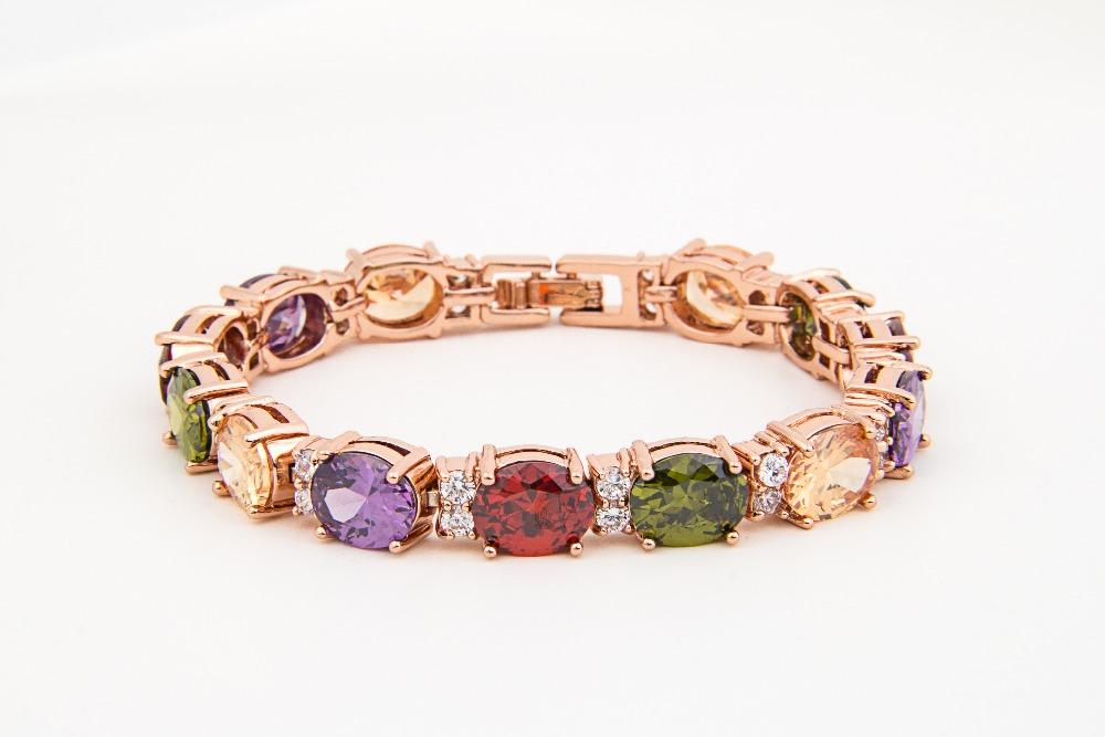 Link, Chain Rongyawei Rose Gold Color Luxury Multicolor CZ Stones Cluster Women Bracelet Jewelry Wedding Party Gift
Link, Chain Rongyawei Rose Gold Color Luxury Multicolor CZ Stones Cluster Women Bracelet Jewelry Wedding Party Gift