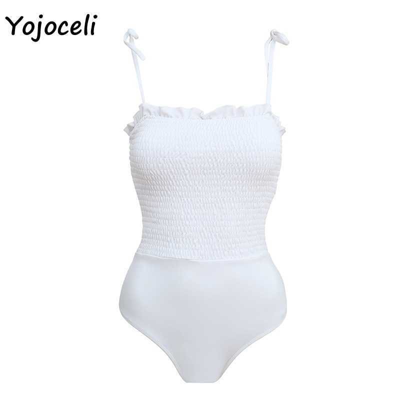 Yojoceli cute bow shirred bodysuit women foral print short beachwear bikini 210609