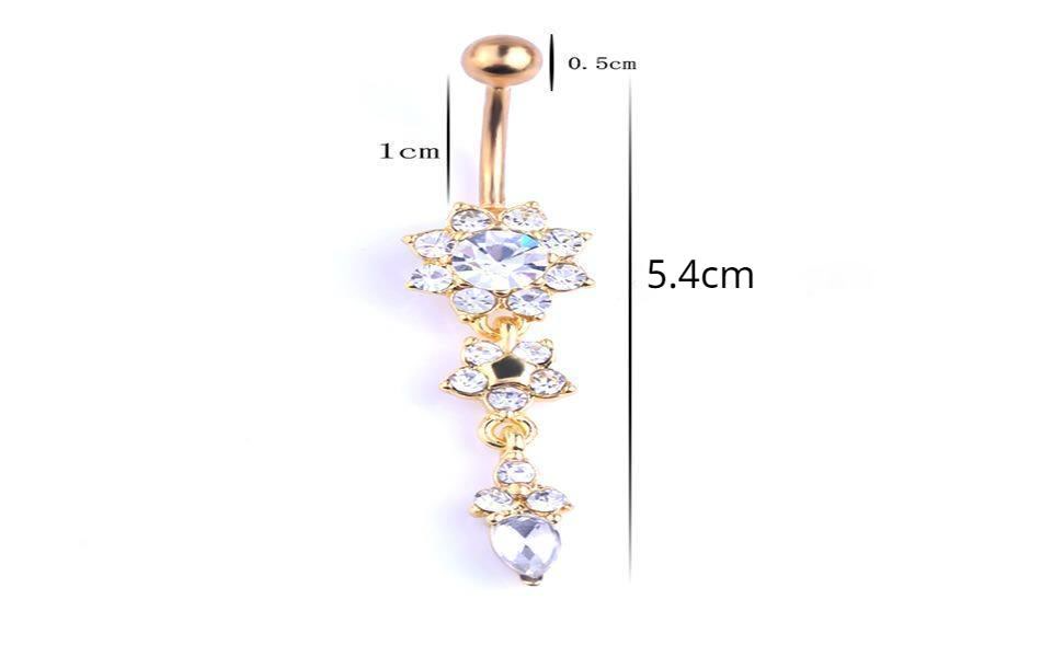 Body Puncture Diamond Water Drop Belly Ring Navel Rings Gold Stainless Steel Belly Button Rings Nail Women Fashion Jewelry Will and Sandy
