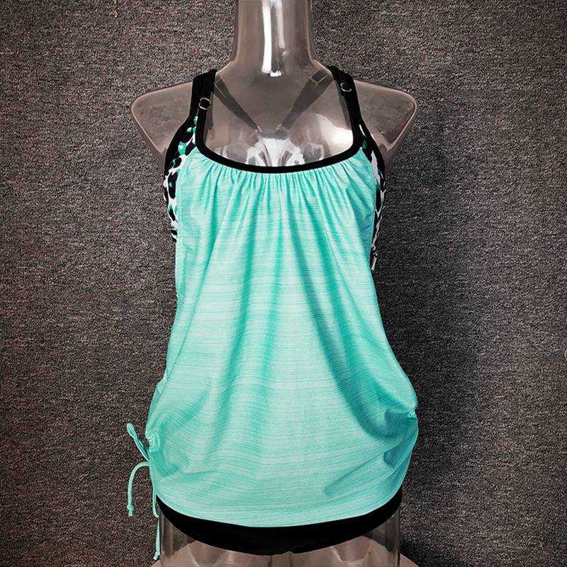 S-XXL Tankini Swimsuits Women 2 Piece Bathing Suit Vintage Swimwear Set Beachwear Swimming for Bikinis 210625