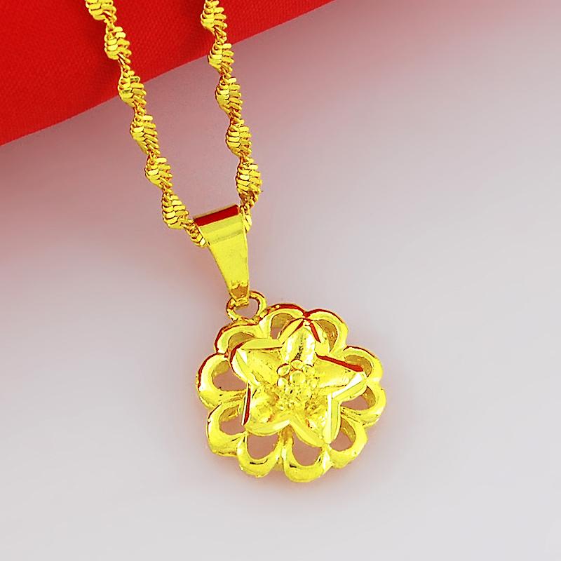 Pendant Necklaces Wholesale Luxury Wedding Necklace Jewelry 24K Gold Filled Flower Carved For Women 46CM Long
Pendant Necklaces Wholesale Luxury Wedding Necklace Jewelry 24K Gold Filled Flower Carved For Women 46CM Long