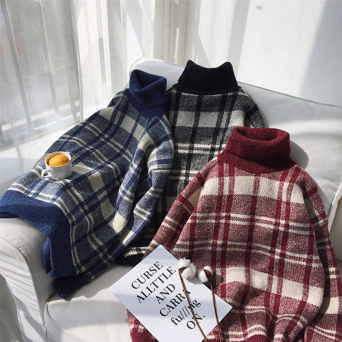 2021 New Male Fashion Turtleneck High Plaid Printing Coats Loose Men's Casual Pullovers Clothes Youth Knitting 3-color Knit Wool Sweaters-l, Red.
2021 New Male Fashion Turtleneck High Plaid Printing Coats Loose Men's Casual Pullovers Clothes Youth Knitting 3-color Knit Wool Sweaters-l, Red.
