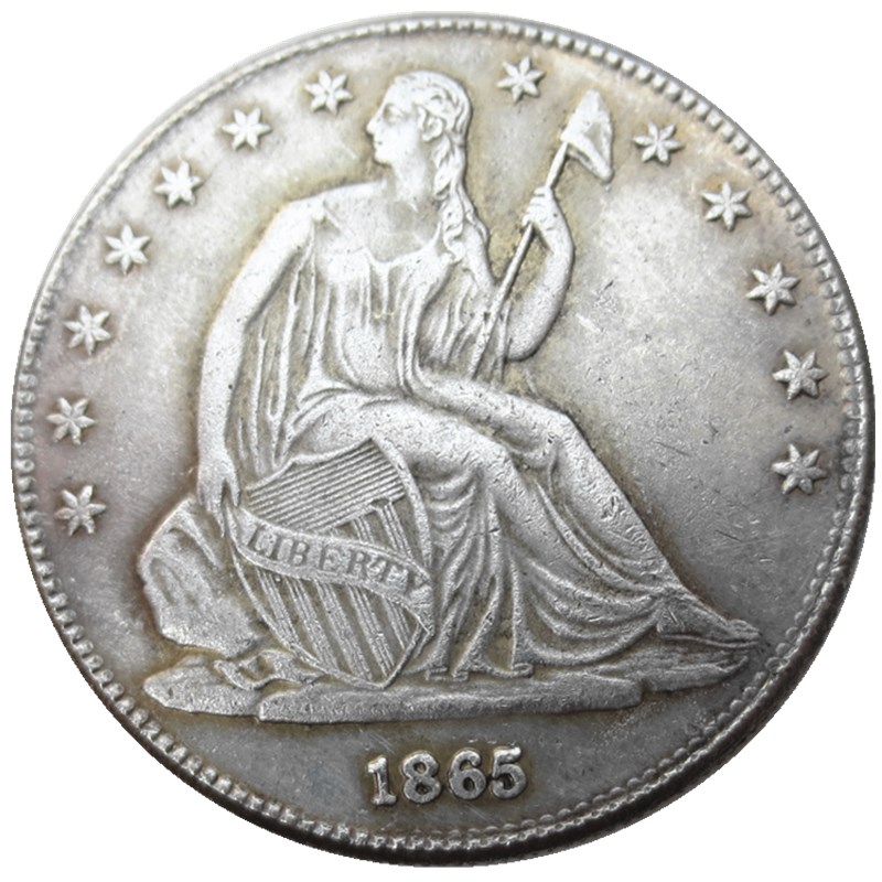 US 1865-P-S Liberty Seated Half Dollar Craft Silver Plated Copy Coins Brass Ornaments home decoration accessories
US 1865-P-S Liberty Seated Half Dollar Craft Silver Plated Copy Coins Brass Ornaments home decoration accessories