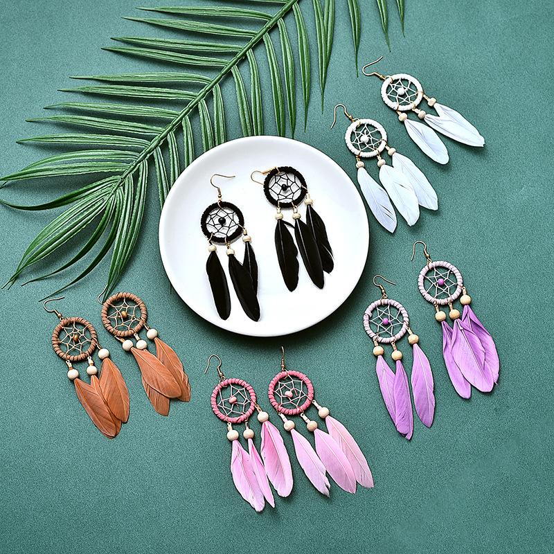 Creative Dream Catcher Long Feather Dangle Earrings for Women Tassel Earring Ethnic Indian Jewelry
Creative Dream Catcher Long Feather Dangle Earrings for Women Tassel Earring Ethnic Indian Jewelry