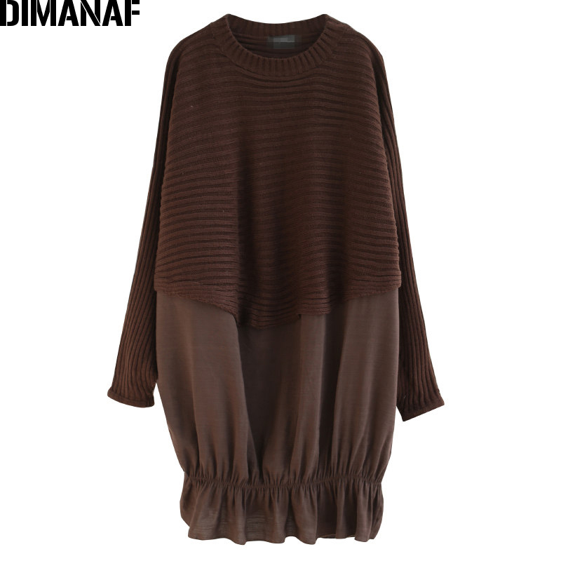 DIMANAF Oversize Autumn Women Sweater Knitting Pullovers Tops Plus Size Female Lady Fashion Casual Batwing Sleeve Basic Clothing 201017