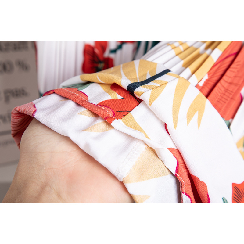 SURMIITRO Floral Print Chiffon Maxi Skirt Women With High Waist Spring Summer Ladies Red Black Long Pleated Skirt Female 210306