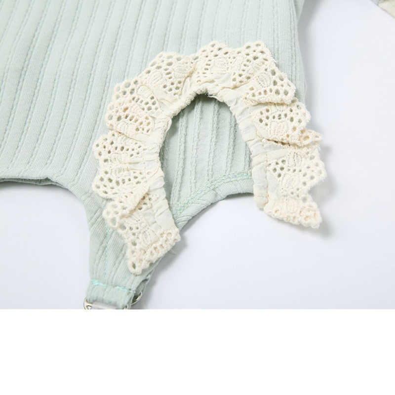 Square Collar Short Sleeve Crop Tops Women Summer Korean Fashion Patchwork Lace Slim Lady Green Knitted Pullovers 210918