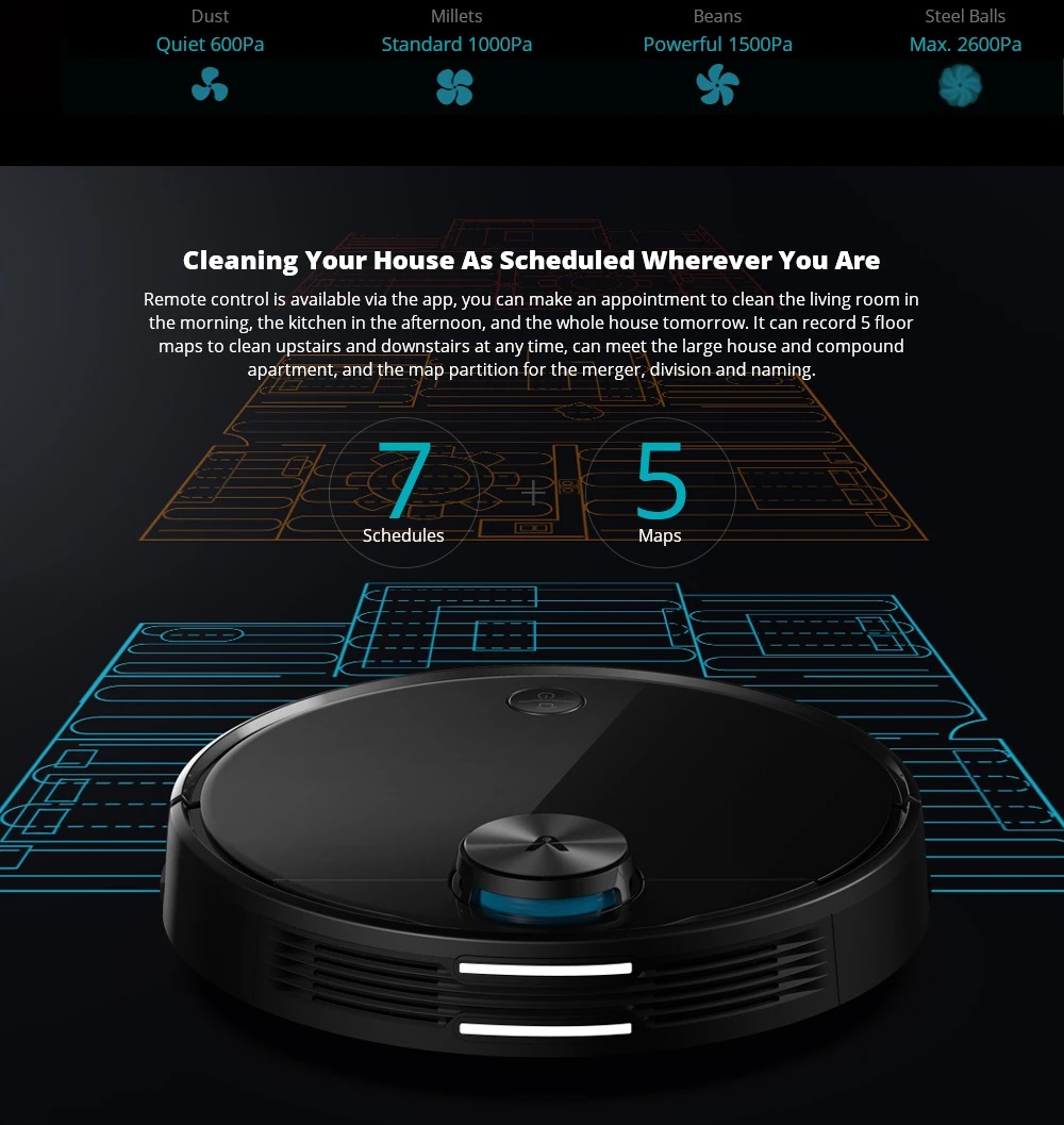 Viomi V3 Smart AI Robot Vacuum Cleaner 2600pa Suction 4900mAh Battery 3 Modes 550ml Water Tank With Disposable Disinfecting Rag Support 5 Ma
Viomi V3 Smart AI Robot Vacuum Cleaner 2600pa Suction 4900mAh Battery 3 Modes 550ml Water Tank With Disposable Disinfecting Rag Support 5 Ma