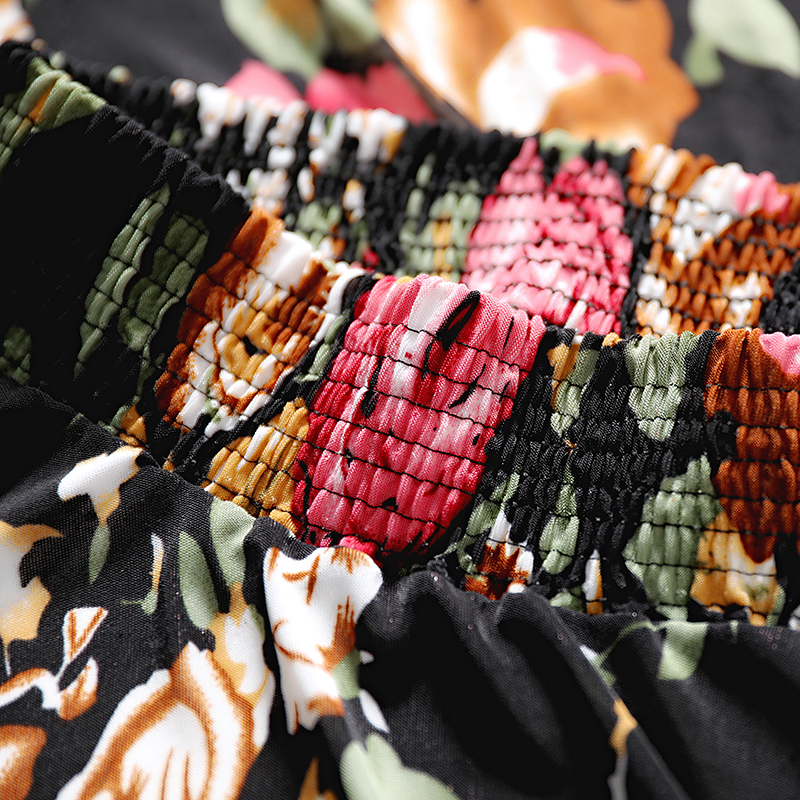 Womens Skirts Summer Autumn Skirt Aline Knee length Floral High Waist Vintage Midi Skirt Women Pleated Elastic Wais Skirt 210306