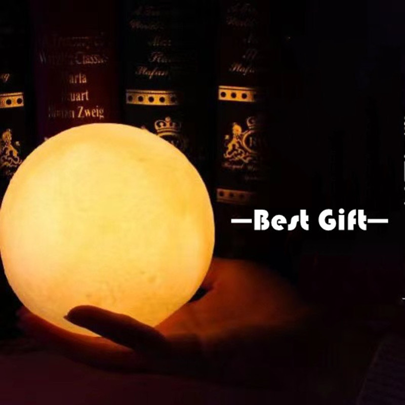 3D Moon Starry Sky Light with Stand Romantic Night Light 3.15inch Painted Bedside Lamp Lover Birthday Thanksgiving Gift