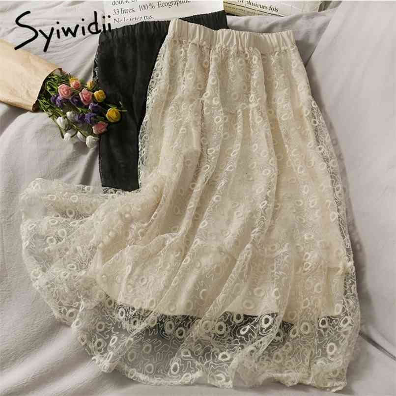 Hollow Out Skirt Women High Waist Mid-Calf Solid Back Mesh Casual A-Line Spring Summer Korean Fashion Skirts 210607, Black
Hollow Out Skirt Women High Waist Mid-Calf Solid Back Mesh Casual A-Line Spring Summer Korean Fashion Skirts 210607, Black