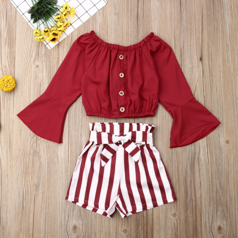 New Kids Girl Clothes Sets Solid Long Sleeve T-shirt+Striped Short Pants Toddlers Baby Outfit Set 1-5Y, White
New Kids Girl Clothes Sets Solid Long Sleeve T-shirt+Striped Short Pants Toddlers Baby Outfit Set 1-5Y, White