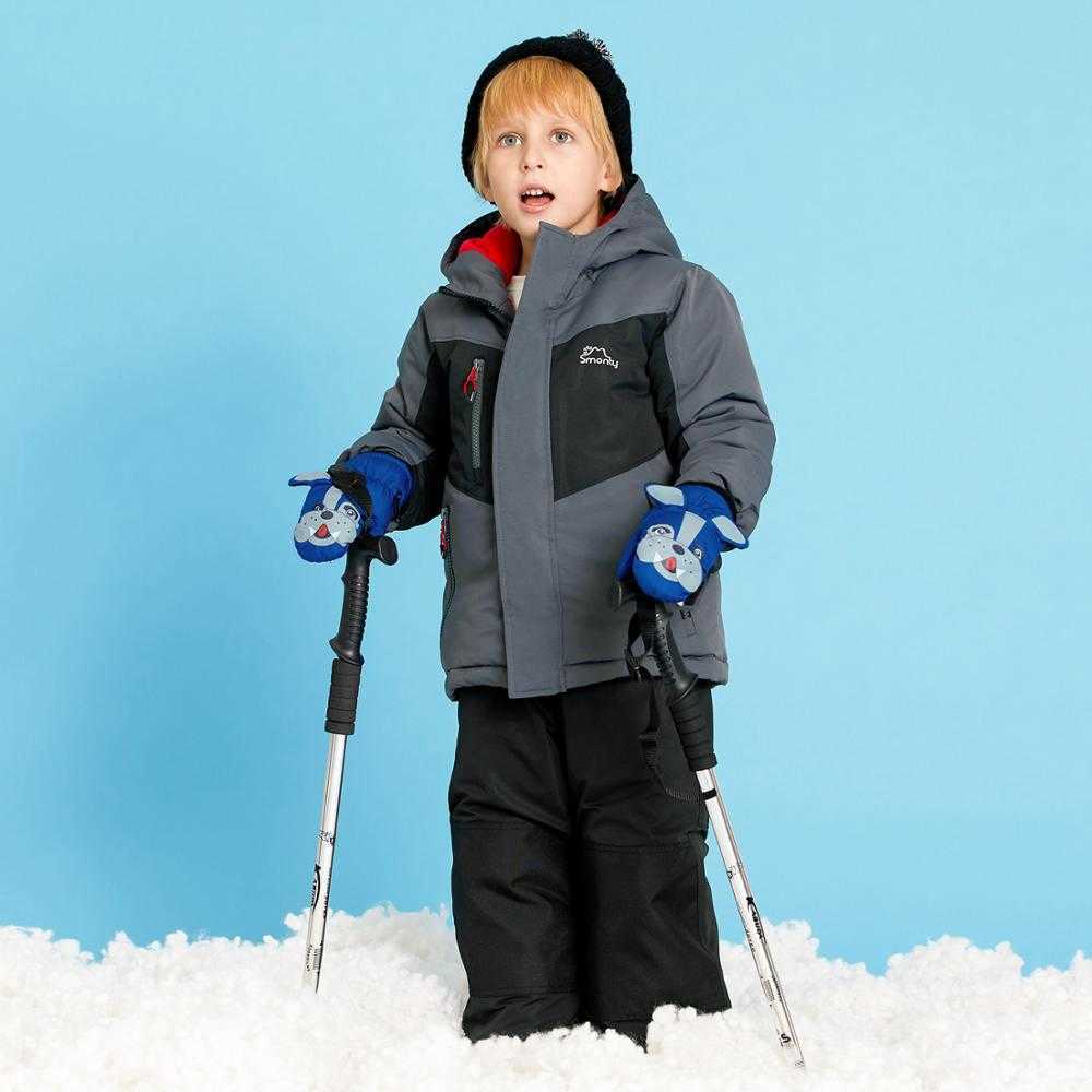 2-piece Toddler Splice Hooded Jacket and Snow Bib Ski Suit for Kids 210528
